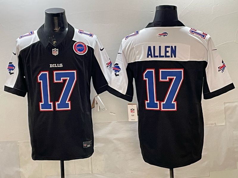 Men 2026 Buffalo Bills #17 Allen black white Limited Nike NFL Jersey style 07